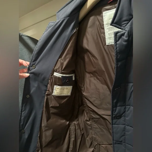 Brunello Cucinelli men’s quilted navy jacket.